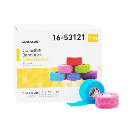 McKesson - Cohesive Bandage 1 Inch X 5 Yard Standard Compression Self-adherent Closure Purple / Pink / Green / Light Blue / Royal Blue / Red NonSterile - 16-53121