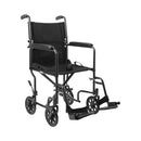 McKesson - Lightweight Transport Chair Steel Frame with Silver Vein Finish 250 lbs. Weight Capacity Fixed Height / Padded Arm Black Upholstery - 146-TR39E-SV