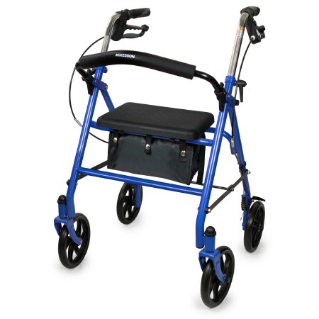 McKesson - 4 Wheel Rollator Blue Adjustable Height / Folding Steel Frame - 146-10257BL-1