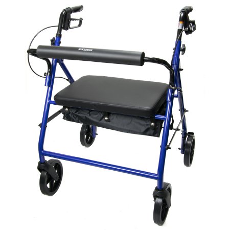 McKesson - Bariatric 4 Wheel Rollator Blue Adjustable Height / Heavy Duty / Folding Steel Frame - 146-10216BL-1