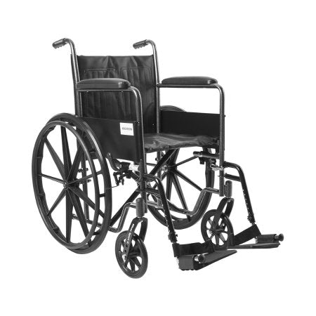 McKesson - Wheelchair Dual Axle Full Length Arm Swing-Away Footrest Black Upholstery 18 Inch Seat Width Adult 300 lbs. Weight Capacity - 146-SSP218FA-SF