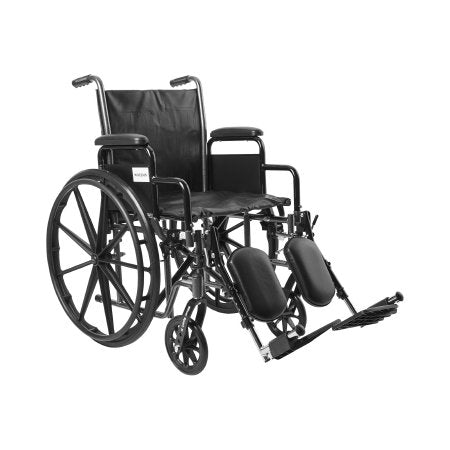 McKesson - Wheelchair Dual Axle Desk Length Arm Swing-Away Elevating Legrest Black Upholstery 18 Inch Seat Width Adult 300 lbs. Weight Capacity - 146-SSP218DDA-ELR