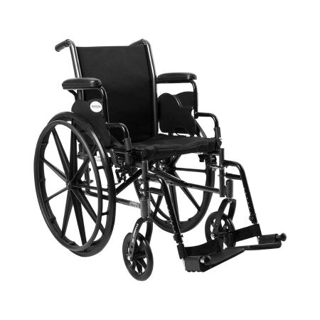 McKesson - Lightweight Wheelchair Dual Axle Desk Length Arm Swing-Away Footrest Black Upholstery 16 Inch Seat Width Adult 300 lbs. Weight Capacity - 146-K316DDA-SF