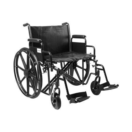 McKesson - Bariatric Wheelchair Dual Axle Desk Length Arm Swing-Away Footrest Black Upholstery 24 Inch Seat Width Adult 450 lbs. Weight Capacity - 146-STD24ECDDA-SF