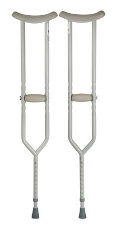 McKesson - Underarm Crutches Steel Frame Adult 500 lbs. Weight Capacity Push Button / Wing Nut Adjustment - 146-10406