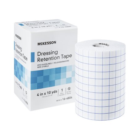 McKesson - Dressing Retention Tape with Liner Water Resistant Nonwoven / Printed Release Paper 4 Inch X 10 Yard White NonSterile - 16-4804