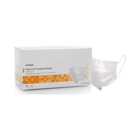 McKesson - Procedure Mask Pleated Earloops One Size Fits Most White NonSterile ASTM Level 3 Adult - 73-GCFCXSSF