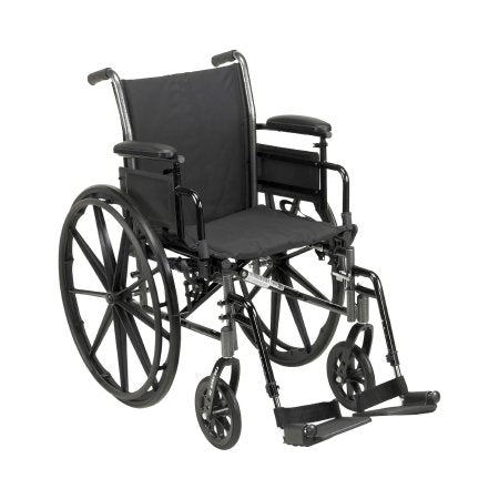 McKesson - Lightweight Wheelchair Dual Axle Desk Length Arm Elevating Legrest Black Upholstery 20 Inch Seat Width Adult 300 lbs. Weight Capacity - 146-K320ADDA-ELR