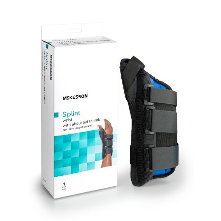 McKesson - Wrist Brace with Abducted Thumb Aluminum / Foam / Spandex / Plastic Right Hand Black X-Small - 155-81-87302