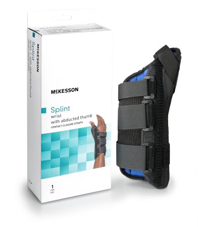 McKesson - Wrist Brace with Abducted Thumb Aluminum / Foam / Spandex / Plastic Left Hand Black X-Small - 155-81-87312