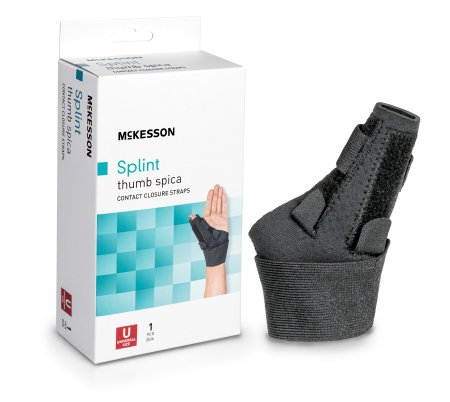 McKesson - Thumb Splint Adult One Size Fits Most Hook and Loop Closure Left or Right Hand Black - 155-BH82710