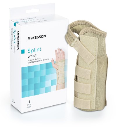 McKesson - Wrist Brace Low Profile / Contoured / Wraparound Aluminum / Cotton / Elastic Right Hand Beige X-Small - 155-79-87072