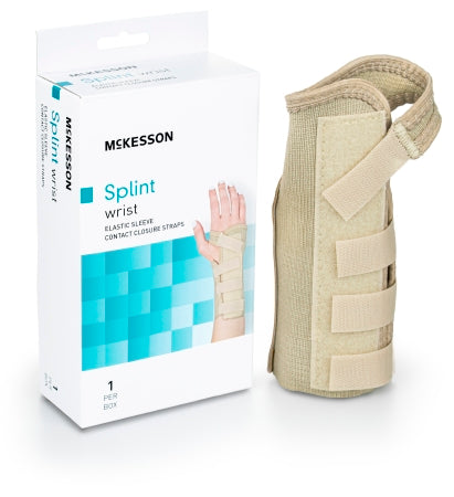 McKesson - Wrist Brace Low Profile / Contoured / Wraparound Aluminum / Cotton / Elastic Left Hand Beige X-Small - 155-79-87082