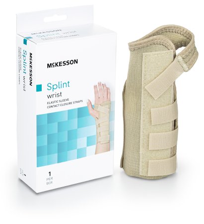 McKesson - Wrist Brace Low Profile / Contoured / Wraparound Aluminum / Cotton / Elastic Left Hand Beige Small - 155-79-87083