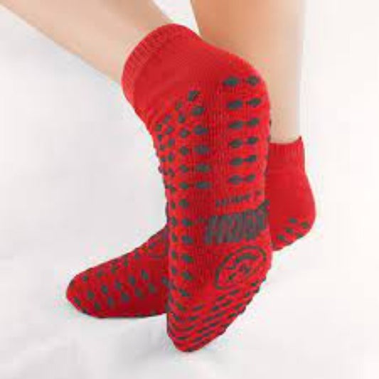 Pillow Paws Risk Alert Terries - Slipper Socks 2X-Large Red Ankle High - 3802-001