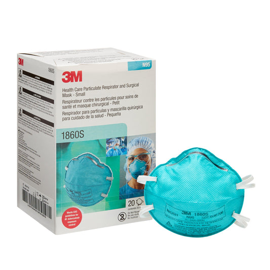 3M Healthcare N95 NIOSH Respirator Mask - N95 NIOSH-Approved Respirator Mask, Size S - Box of 20 - 1860S