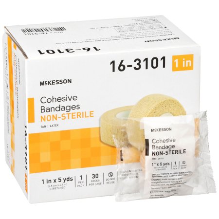 McKesson - Cohesive Bandage 1 Inch X 5 Yard Standard Compression Self-adherent Closure Tan NonSterile - 16-3101