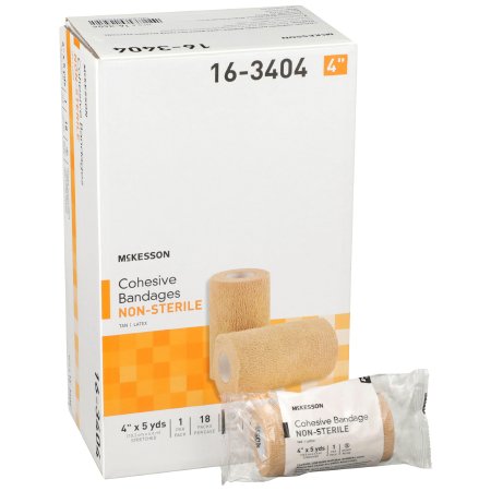 McKesson - Cohesive Bandage 4 Inch X 5 Yard Standard Compression Self-adherent Closure Tan NonSterile - 16-3404