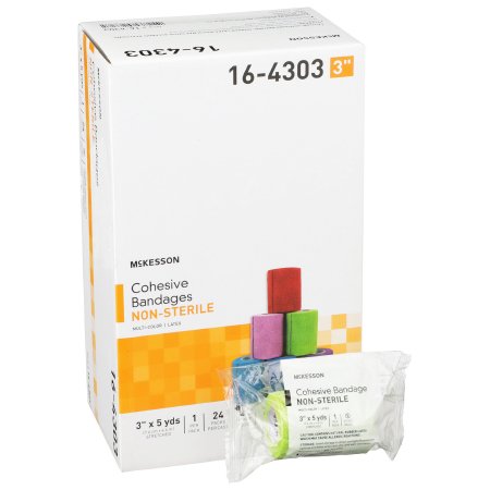 McKesson - Cohesive Bandage 3 Inch X 5 Yard Standard Compression Self-adherent Closure Purple / Pink / Green / Light Blue / Royal Blue / Red NonSterile - 16-4303