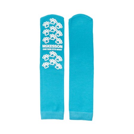 McKesson Paw Prints - Slipper Socks One Size Fits Most Teal Above the Ankle - 40-1069