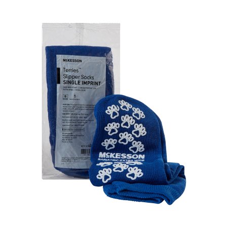 McKesson Terries - Slipper Socks Bariatric / Extra Wide Royal Blue Above the Ankle - 40-1099