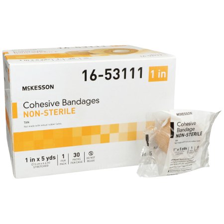 McKesson - Cohesive Bandage 1 Inch X 5 Yard Standard Compression Self-adherent Closure Tan NonSterile - 16-53111