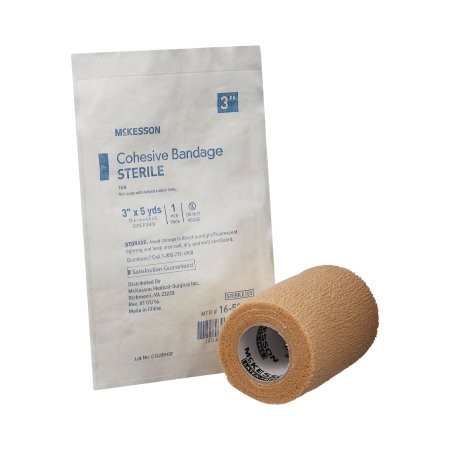 McKesson - Cohesive Bandage 3 Inch X 5 Yard Standard Compression Self-adherent Closure Tan Sterile - 16-53343