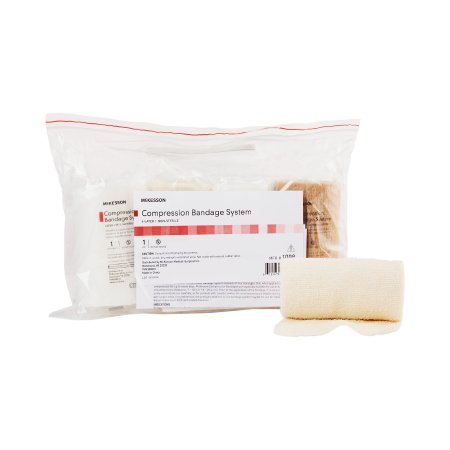 McKesson - 4 Layer Compression Bandage System Multiple Sizes Standard Compression Self-adherent Closure Tan / White NonSterile - 1008