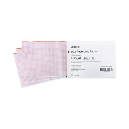 McKesson - Diagnostic Recording Paper Thermal Paper 8.27 Inch X 183 Foot Z-Fold Red Grid - 26-2157-017A