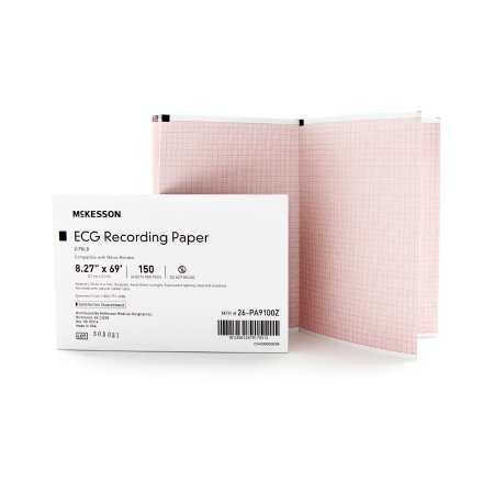 McKesson - Diagnostic Recording Paper Thermal Paper 8.27 Inch X 69 Foot Z-Fold Red Grid - 26-PA9100Z