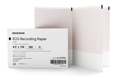 McKesson - Diagnostic Recording Paper Thermal Paper 8-1/2 Inch X 138 Foot Z-Fold Red Grid - 26-007981