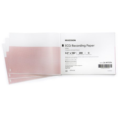 McKesson - Diagnostic Recording Paper Thermal Paper 8-1/2 Inch X 183 Foot Z-Fold Red Grid - 26-M1707A