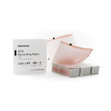 McKesson - Diagnostic Recording Paper Thermal Paper 3.54 Inch X 87 Foot Z-Fold Red Grid - 26-2157-014A