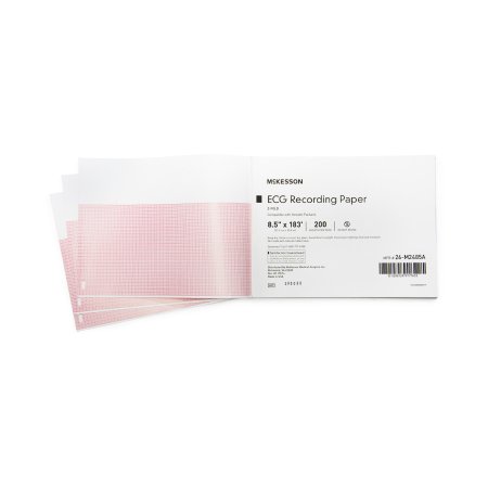 McKesson - Diagnostic Recording Paper Thermal Paper 8-1/2 Inch X 183 Foot Z-Fold Red Grid - 26-M2485A