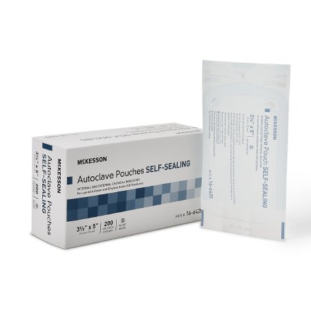 McKesson - Sterilization Pouch Ethylene Oxide (EO) Gas / Steam 3-1/2 X 5 Inch Transparent Blue / White Self Seal Paper / Film - 16-6420