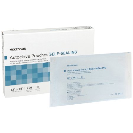 McKesson - Sterilization Pouch Ethylene Oxide (EO) Gas / Steam 12 X 15 Inch Transparent Blue / White Self Seal Paper / Film - 16-6422