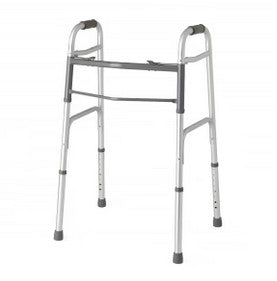 Medline Two-Button Folding Walkers without Wheels - Two-Button Adult Walker, Folding, 1" Adjustable - MDS864104